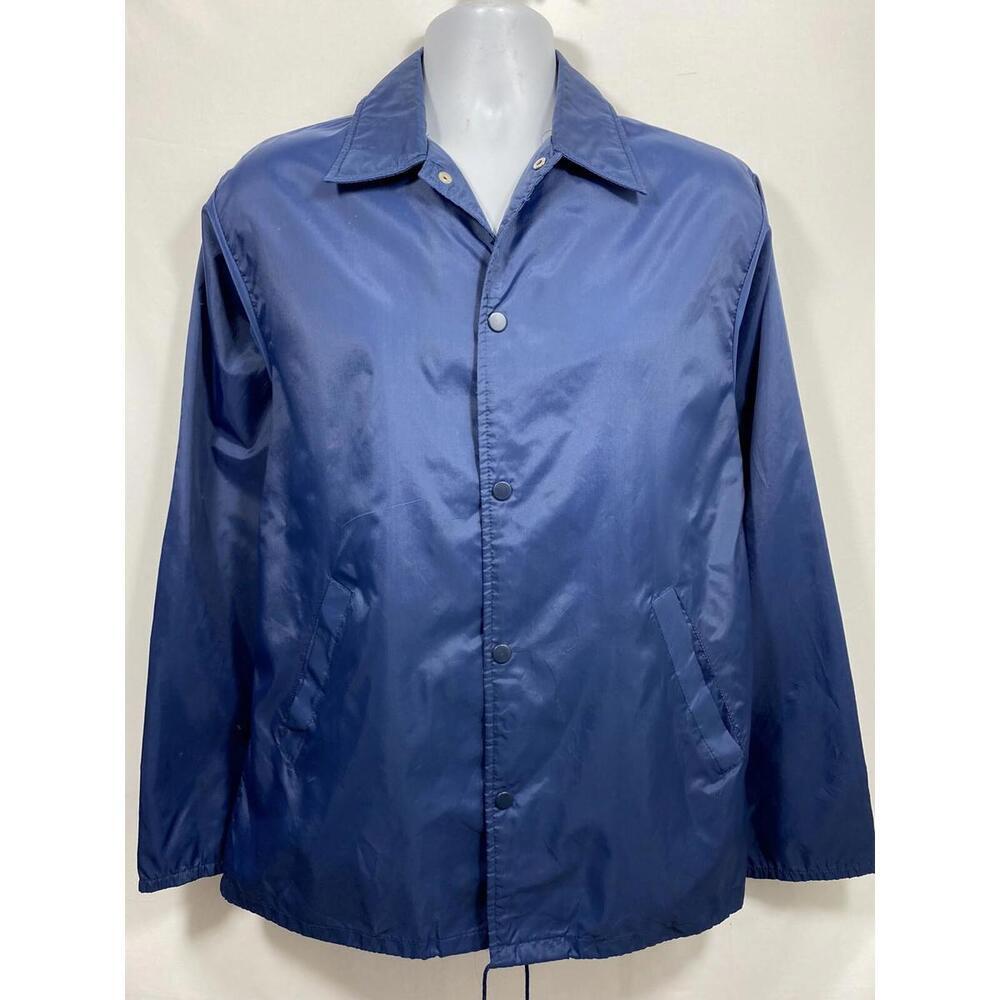 VTG JC Penny Windbreaker Jacket Men’s Size M Blue Nylon Snap Pockets
